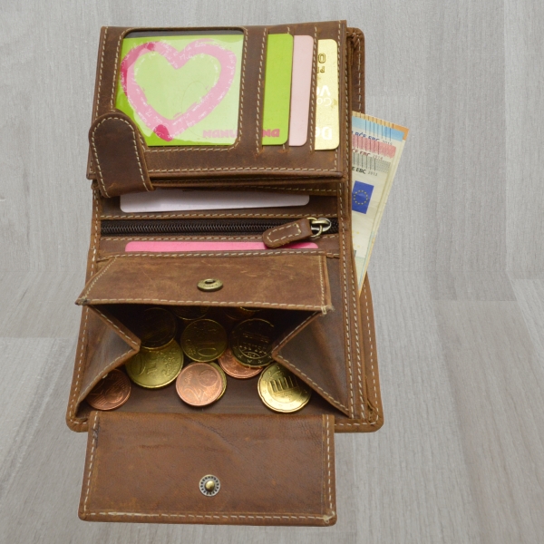Echt Leder Portemonnaie Flügel Adler Herren Brieftasche Geldbeutel braun